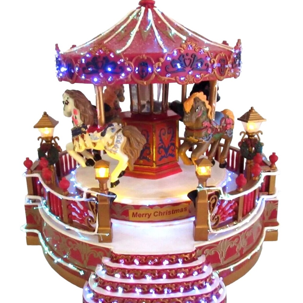 Vintage Holiday Seasons Lighted Music Carousel. New